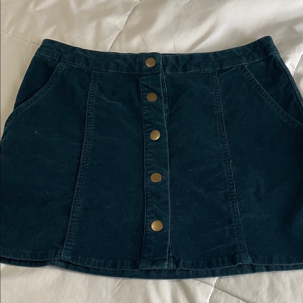 Altar'd State Buttoned Mini Skirt in Deep Blue
